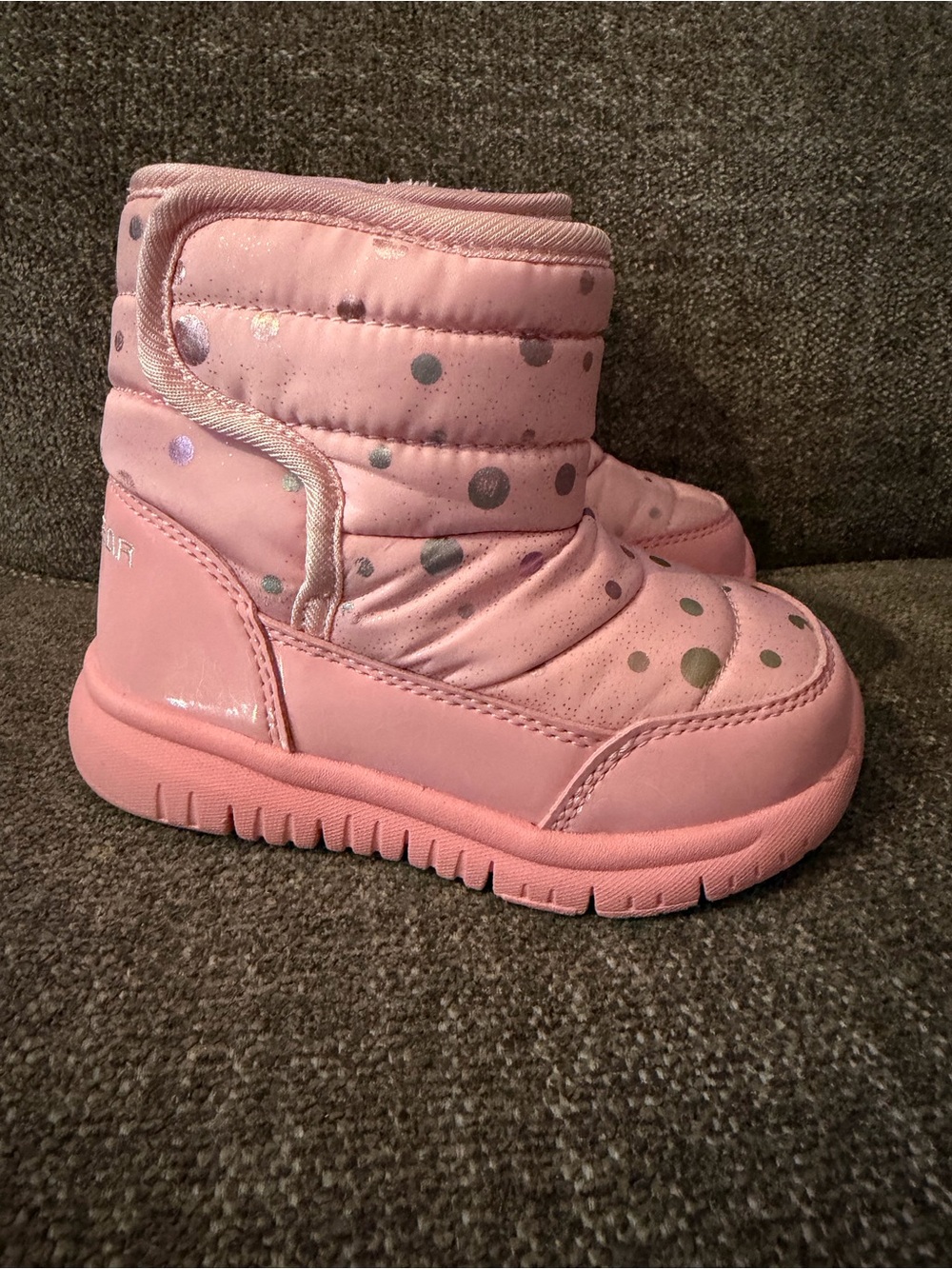 Kids Pink Dot Snow Boots with Easy Slip-On Fit